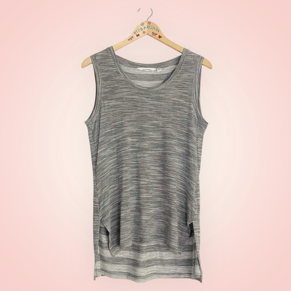 Athleta Coronado Layered High-Low Racerback Tank Top Women’s M Grey Stripe